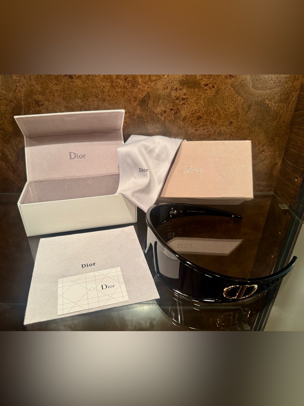 DIOR VeryDior MIU 10A0 Shiny Black/Gold Wraparound Sunglasses